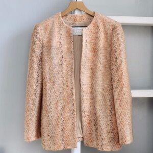 Aimee Vintage Peach Orange Wool Fuzzy Blazer Jacket Size Medium